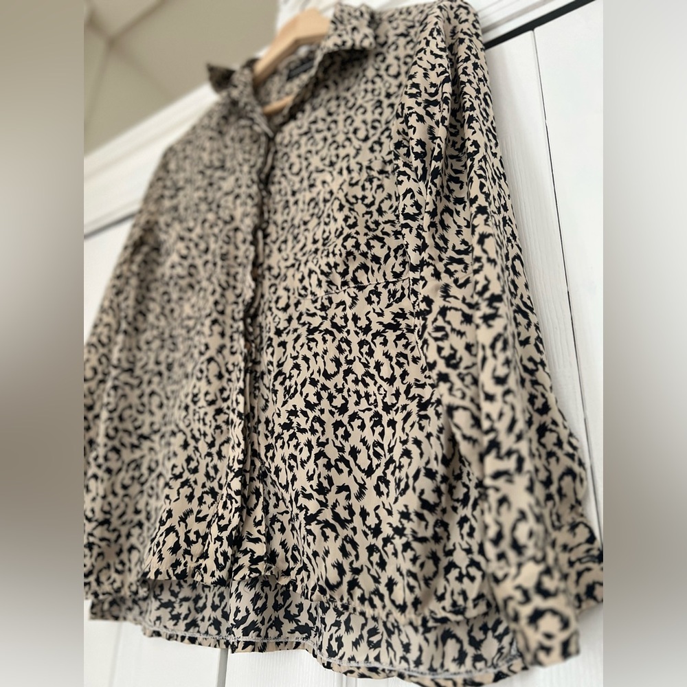 Leopard print shirt | Vintage animal print blouse with buttons